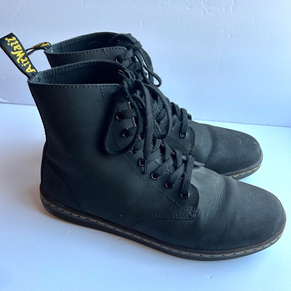 Dr. Martens Tobias Boots Mens 10 Womens 11 Black Leather AirWair Lace Up Combat
